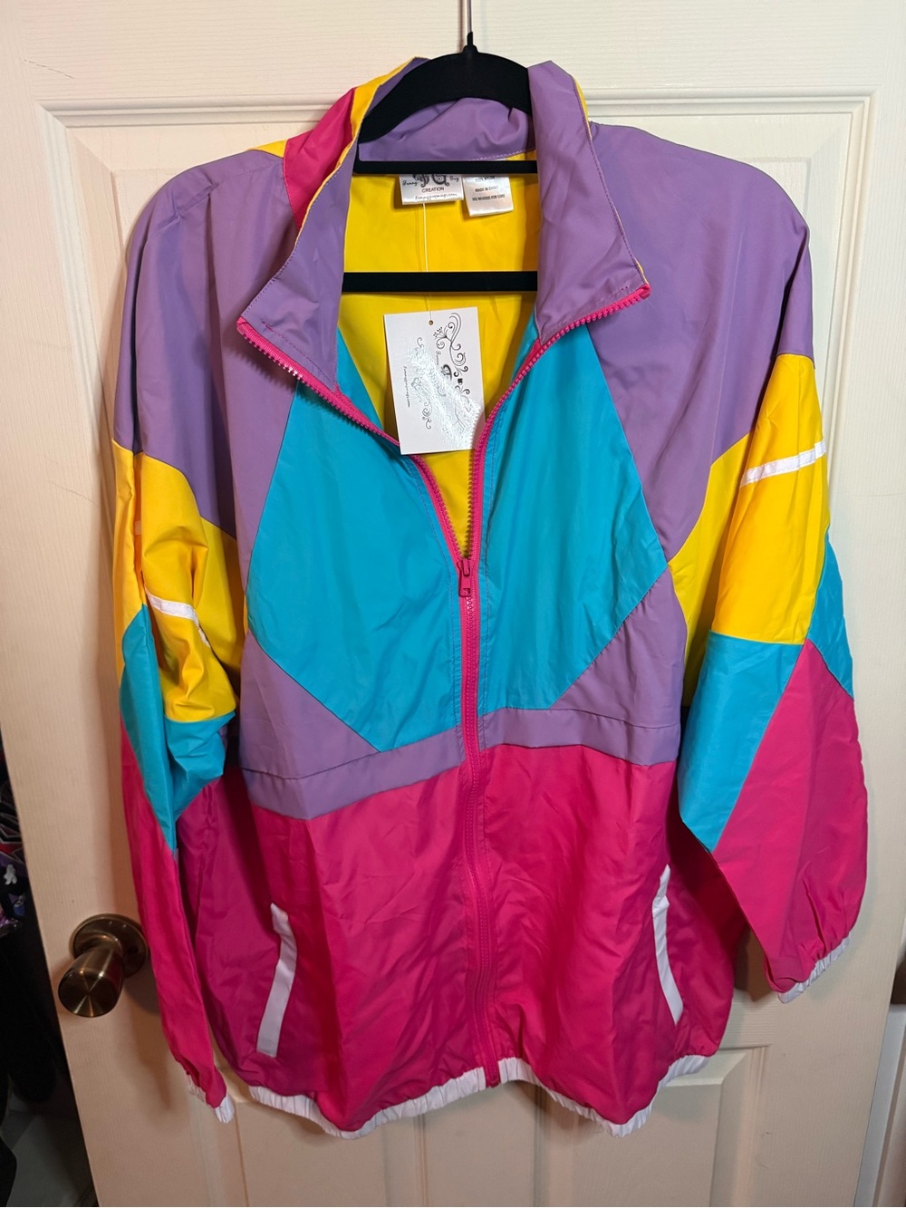 Funny Guy Creation Colorblock Full Zip Windbreaker Jacket Retro Medium NEW!